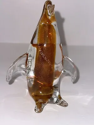 Murano Glass Gold Penguin Figurine Signed Zane Murano (1273). • $100