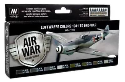 Vallejo Paint 71166 Luftwaffe Colors 1941 To End-War Model Air Paints (Set Of 8) • $26.09