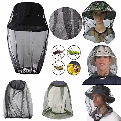 Midge Mosquito Head Net Hat Insect Fly Mesh Face Neck Protector Travel Camping • £2.98