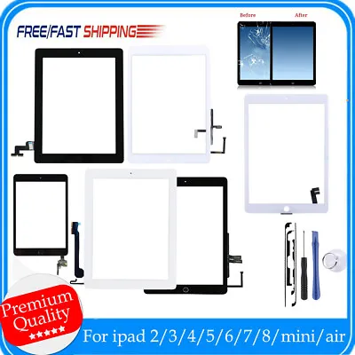 £11.99 • Buy For Apple IPad 2/3/4/5/6/7/8 Mini Air 1 2 Screen Replacement Touch Digitizer +IC