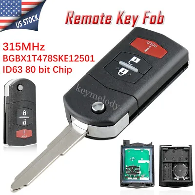 Replacement Flip Remote Smart Key Fob BGBX1T478SKE125-01 For Mazda 2 5 CX-7 CX-9 • $13.78