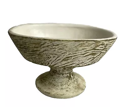 McCoy Pottery Pedestal Bowl Matte White & Gold  Oval  Planter • $20.61