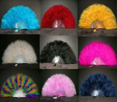 MARABOU FEATHER FAN 20  X 12  Top Quality! 25+ Colors Available! Wedding/Costume • $24.99