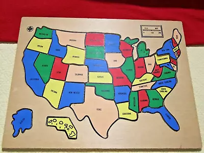 Large Vintage 1992 Wooden United States Puzzle Chadwick-Miller Used Excellent • $19.99