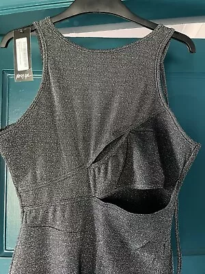 £14.99 • Buy Nasty Gal 12 Metallic Silver Grey Flared Jumpsuit Ideal For Festival Season