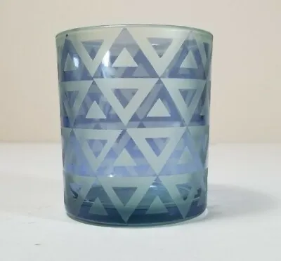 Yankee Candle - Votive Holder TEAL DECAL With BLUE TRIANGLES NEW WITH TAGS  • $10