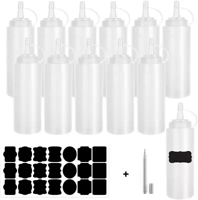 12 Pack 8 Oz Plastic Squeeze Bottles Multipurpose Squirt Bottles For KetchupBar • $17.49