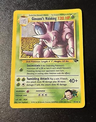 Giovanni's Nidoking Holo Rare 7/132 Gym Challenge Pokemon NM WOTC • $42.99