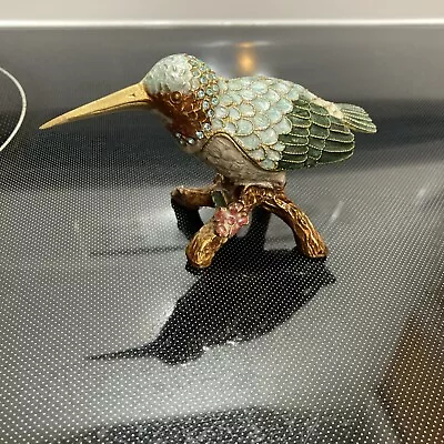 Hummingbird Hinged Trinket Box Rhinestone Bejeweled Enamel Cloisonné PHB 5  • $15