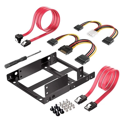 $18.99 • Buy Dual SSD D Mounting Bracket 3.5 To 2.5 Internal Hard Disk Drive Kit Cables 2
