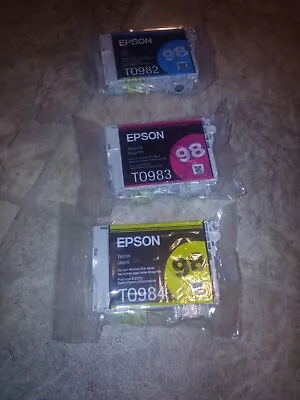EPSON 98 High Capacity Color Ink 3 Cartridges OEM T0982 983 984 New • $27.95