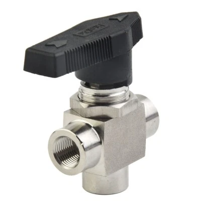 $22.53 • Buy 3 Way Ball Valve Fuel Gas BSPP Inch Female Thread 304 Stainless Steel G1/4