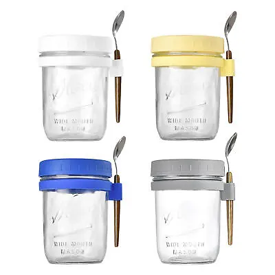 £56.87 • Buy 2/4x Overnight Oats Container Oatmeal Glass Jars With Lid And Spoon Mason Jars