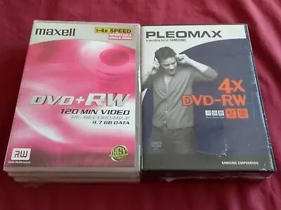 5x Maxell DVD+RW + 4x Pleomax DVD-RW 4.7GB 120 Min 4x Speed Blank (6/9 NEW) UK • £8.99
