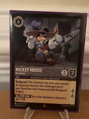 Mickey Mouse Musketeer 186/204 Rare Disney Lorcana Non-Foil • $1