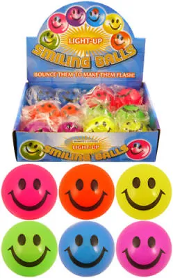 Kids LIGHT UP SMILEY BALL Happy Face Bouncy Stress Relief Fidget Sensory ADHD UK • £2.49