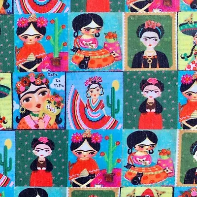 Fq Frida Kahlo Mexican Artist Icon  Character  Fabric • £4.80