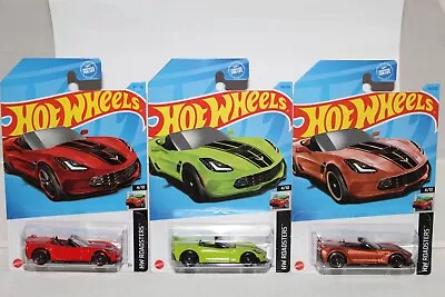 HOT WHEELS Corvette C7 Z06 Convertible Red DG Lime Green And Copper Lot Of 3 • $3.89