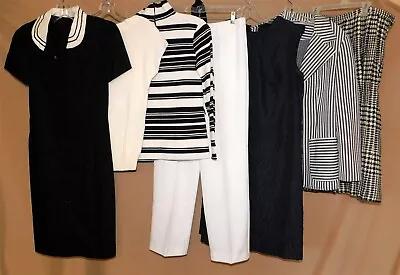 7 Pc LOT Vtg Black White Sweater Dress Skirt Womens Workwear Monochrome 1970 MOD • $109.95