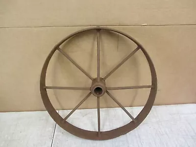 Vtg Antique Primitive Steel Spoke Wagon Wheel Plow Cart Implement Farm Decor 18 • $46.99