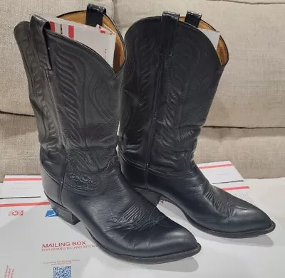Vintage Pair Tony Lama Men 10 1/2 EE Black Western Cowboy Boots 10.5 #6133 • $49.99