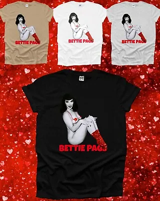 Bettie Page Pin Up Movie Star Goth Emo Model Icon Naked Music Mens Tshirt Woman • £9.99