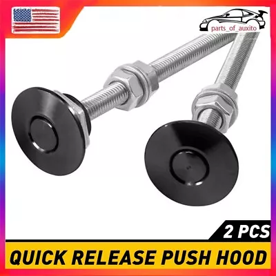 Push Button Quick Release Hood Bonnet Pins Lock Clip Car Bumper Latch Kit Black • $12.99