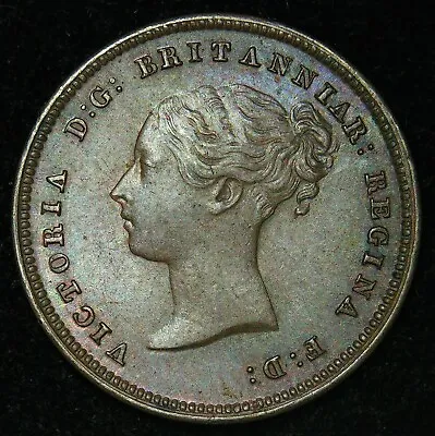 1843 Victoria HALF FARTHING Young Head Copper Coin - EXCELLENT • £20