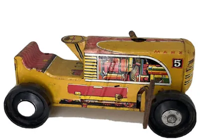 Marx Tin Tractor Toy Very RARE Yellow Climbing Diesel #5 Bulldozer Wind Up • $49.54