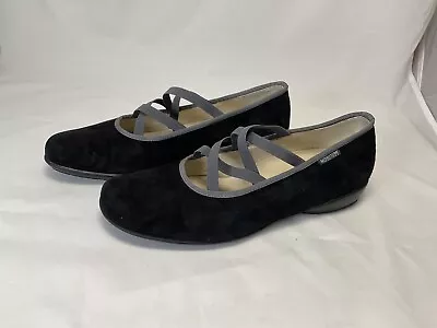 Mephisto Strappy Flats Shoes Black Leather Women's Size 8.0 • $45