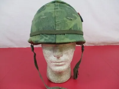 Vietnam Era M1 Ground Troop Helmet Complete W/Liner & Mitchell Cover Dated 1972 • $174.99