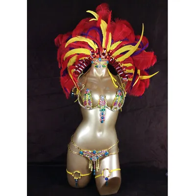 £430.13 • Buy Women Carnival Costume Sexy Belly Dancing Clothing With Feather Headdress Outfit
