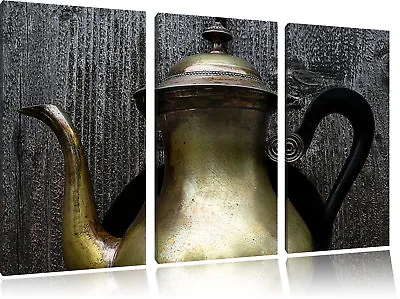 Stylish Old Teapot From Metal 3-Teiler Canvas Picture Wall Decoration Art Print • £45.24