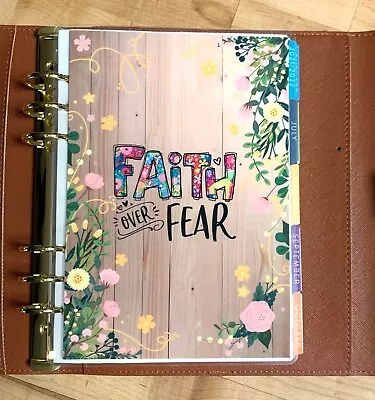 Faith Over Fear Flowers Cover Set For Use W/ Erin Condren A5 Ring Agenda Binder • $15.96