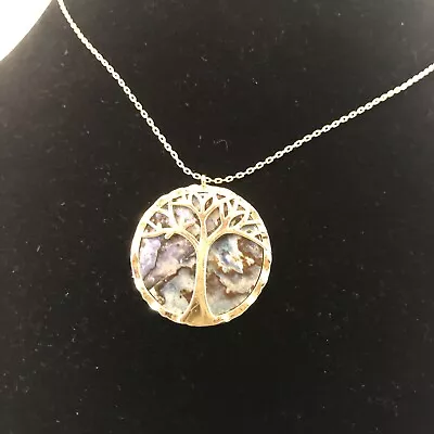 Tree Of Life Fashion Jewelry Alloy Metal  Abalone Shell Pendant 16” To 18”Chain • $7.20