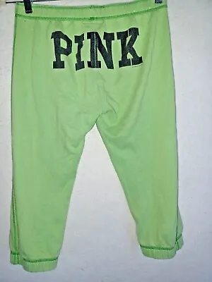 VICTORIA SECRET PINK Sweatpants Campus XS Pants Logo Fleece Shorts Cropped Women • $19.99