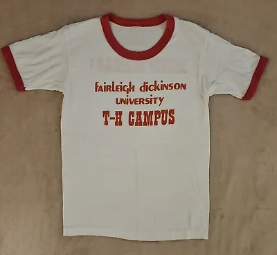 Vintage Single Stitch Ringer Tshirt Fairleigh Dickinson University Merit Scholar • $34.95