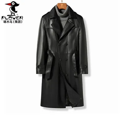 Cowhide Jacket Men's Mid-length Genuine Leather Windbreaker Jacket Coat High-end • $133.74