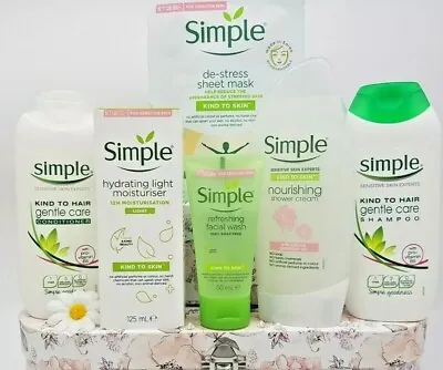 Simple Bath Body Hair Gift Set Hamper Box Pamper Beauty Kit Mum Sensitive Skin • £23.95