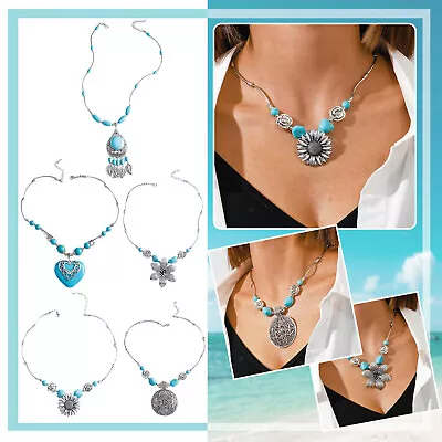 Women Personalise Turquoise Boho Necklace Memorial Necklace For Little Girls • $11.63