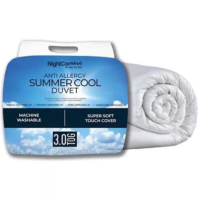 NightComfort 3 Tog Summer Cool Soft Touch Microfibre Duvet - Single Double King • £17.60