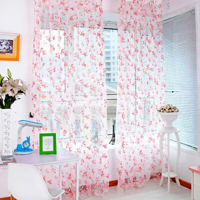 Embroidery Curtain Fabric Pelmets Net Lace Voile Flower Window Panel Drape Sheer • £6.50