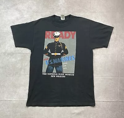 Vintage US Marines Corps T-shirt Adult L Black Retro Army Recruitment Shirt • $21.94