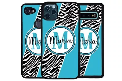 Zebra Animal Skin Teal Personalized Phone Case For Apple Samsung LG Google • $24.99