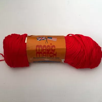 1  Skein Magic Match Yarn Acrylic Fiber 4 Oz 4 Ply Med Red C13 USA England Vint • $4.99