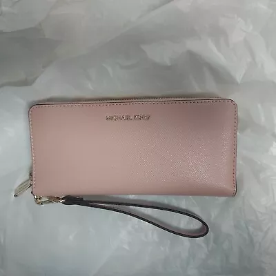 Michael Kors Signature Logo Jet Set Travel Continental Smoky Rose Leather New • $89.95