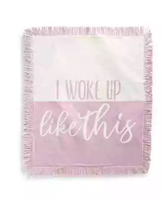 Whim By Martha Stewart Collection  I Woke Up Like This  Cotton Fringe Throw Pink • $18.83
