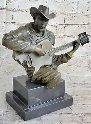 100% Bronze Man Hand Hold Guitar Render Music Art Sculpture Statue Decoration NR • $154.50