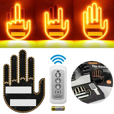 Finger Gesture Light With Remote LED Car Back Window Sign Hand Light Xmas Gift • $17.99