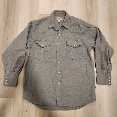 Moose Creek Heavy Weight Flannel Pearl Snap Shirt Mens Large Gray Cotton • $24